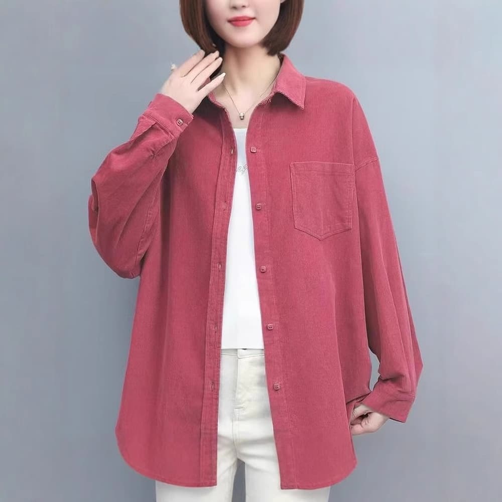 Loose-Fit Long-Sleeve Corduroy Shirt