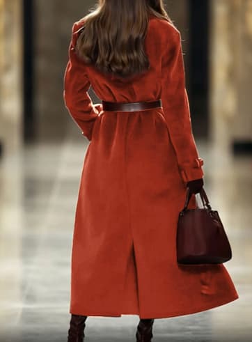 Solid-Color Women's Wool-Blend Coat